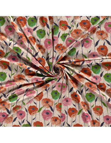 Viskos/Linjersey Printed Flowers