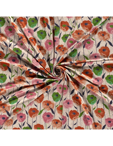 Viskos/Linjersey Printed Flowers