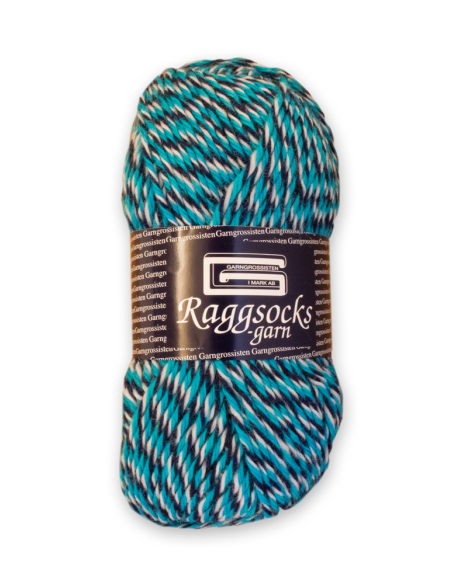 Raggsocksgarn Mörkblå/Turkos 193
