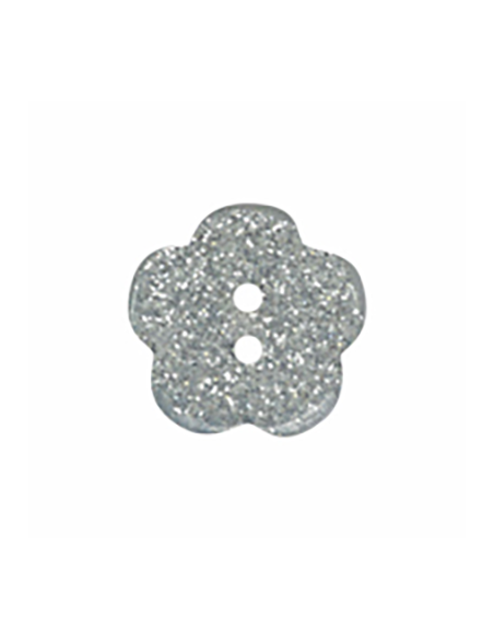 Knapp Glitterblomma P289 Silver