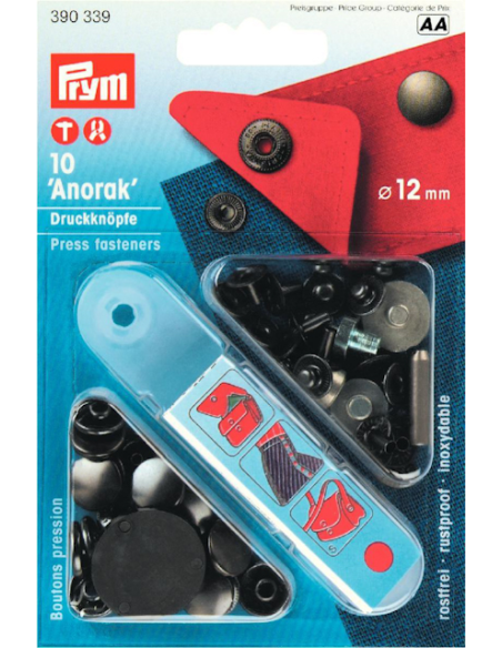 Prym Nittryckknappar Anorak 12mm Svart