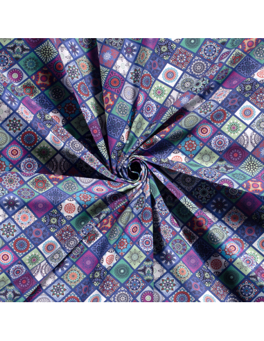 Bomullspoplin Mille Fleur Square 5