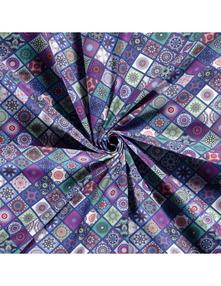 Bomullspoplin Mille Fleur Square 5