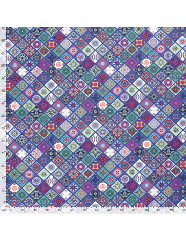 Bomullspoplin Mille Fleur Square 5