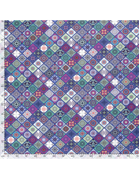 Bomullspoplin Mille Fleur Square 5