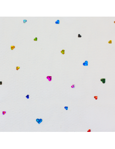 Tyll Paljetter Hjärtan Vit 2