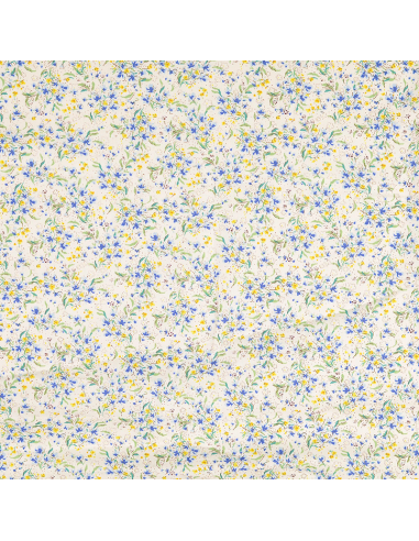 Bomullspoplin Mini Flowers Blå