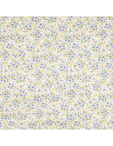 Bomullspoplin Mini Flowers Blå