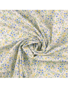 Bomullspoplin Mini Flowers Blå 2