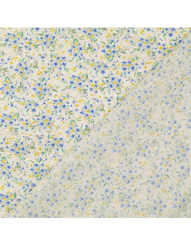 Bomullspoplin Mini Flowers Blå
