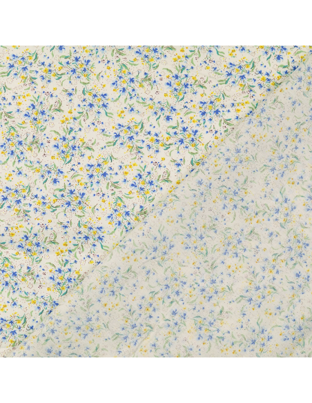 Bomullspoplin Mini Flowers Blå
