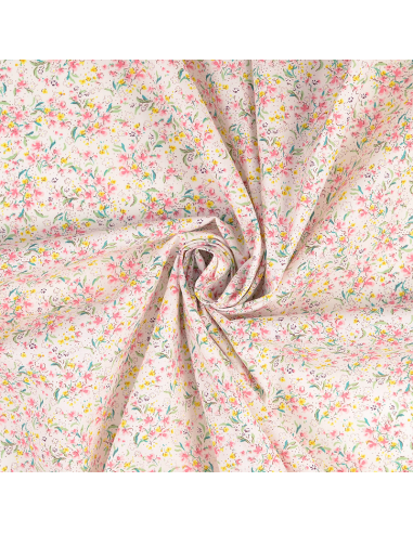 Bomullspoplin Mini Flowers Rosa