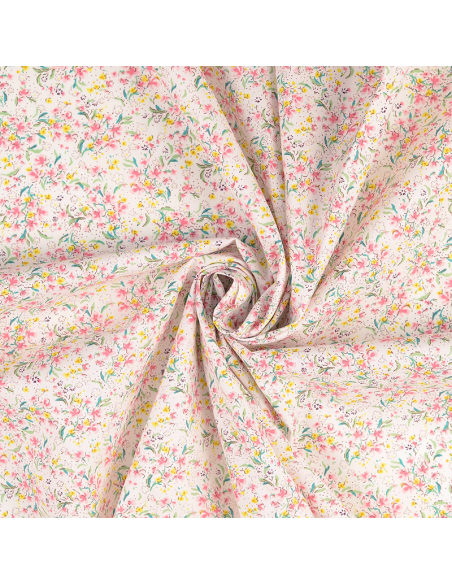 Bomullspoplin Mini Flowers Rosa