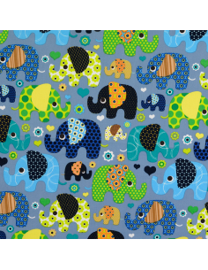 Bomullspoplin Elefanter