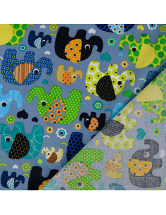 Bomullspoplin Elefanter 2