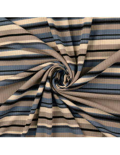 Jersey Rib Stripes Beige/Blå 2
