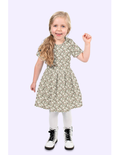 Bomullspoplin Flowers Olive 2