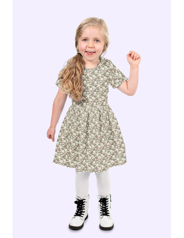 Bomullspoplin Flowers Olive