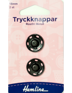 Hemline Tryckknappar Svart...