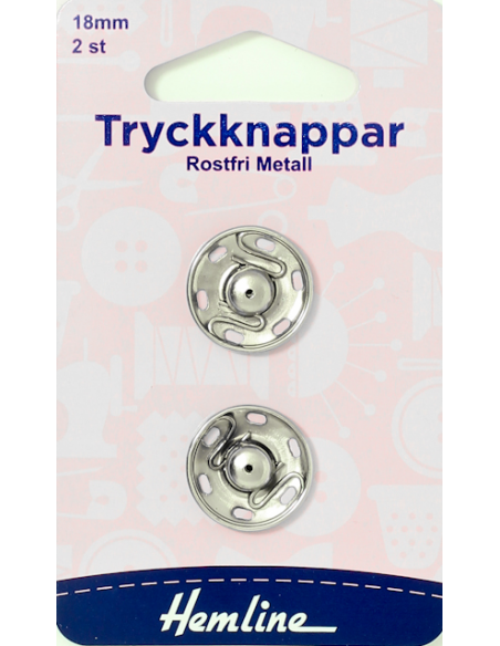 Hemline Tryckknappar Förnicklade 18mm