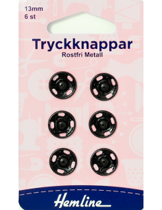 Hemline Tryckknappar Svart...