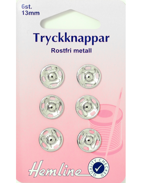 Hemline Tryckknappar Förnicklade 13mm
