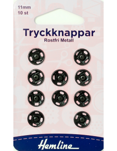 Hemline Tryckknappar Svart...