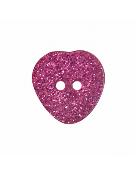 Knapp Glitterhjärta Rosa 16mm