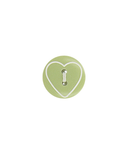 Knapp Hjärta 15mm Grön
