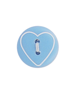 Knapp Hjärta 15mm Blå