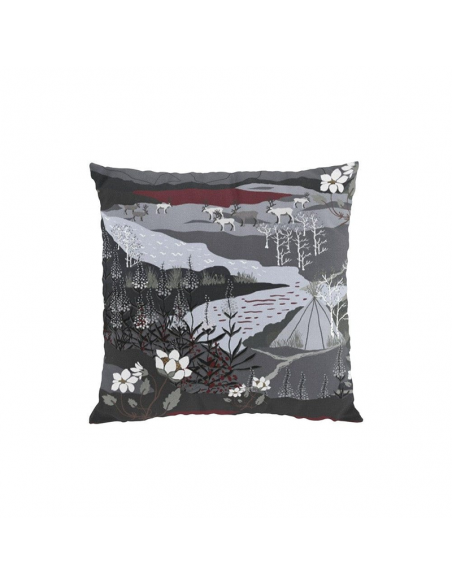 Kuddfodral Fjällvandring Grå/Vinröd