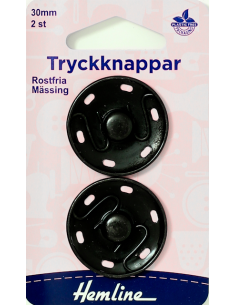 Hemline Tryckknappar Svart 30mm