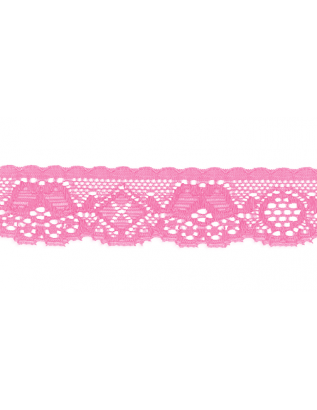 Nylonspets Elastisk 27mm Rosa