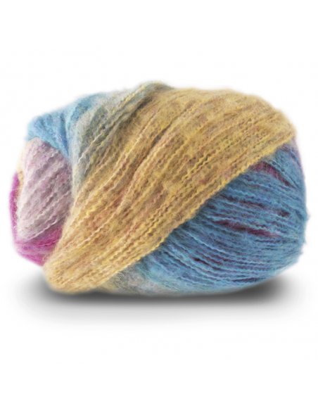 Gjestal Garn Twisty Air Blå/Gul/Rosa Print