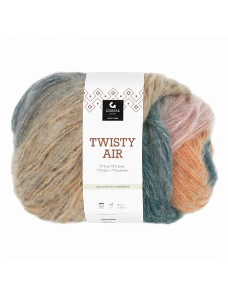 Gjestal Garn Twisty Air Rosa/Mullvad Print