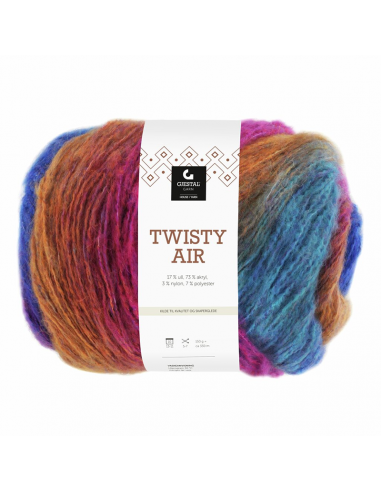 Gjestal Garn Twisty Air Rosa/Blå/Orange Print