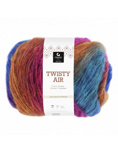 Gjestal Garn Twisty Air Rosa/Blå/Orange Print