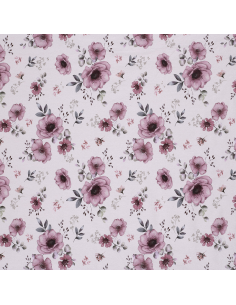 Bomullsjersey Pink Flowers