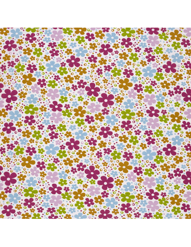 Bomullspoplin Happy Flowers