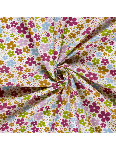 Bomullspoplin Happy Flowers