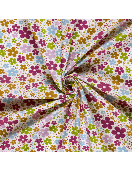 Bomullspoplin Happy Flowers
