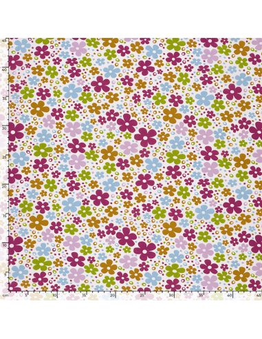 Bomullspoplin Happy Flowers
