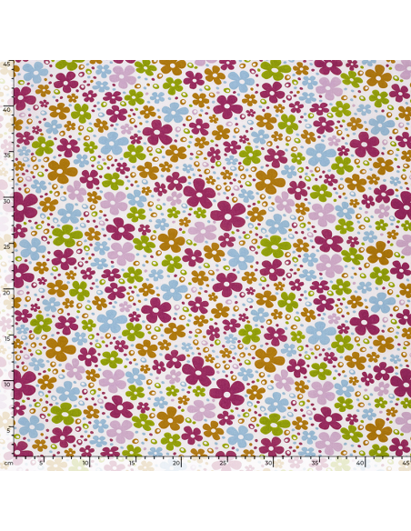 Bomullspoplin Happy Flowers