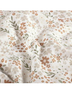 Bomullspoplin Beige Floral