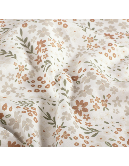 Bomullspoplin Beige Floral