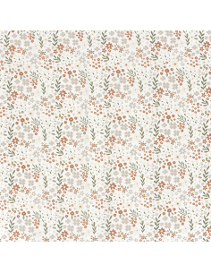 Bomullspoplin Beige Floral 2