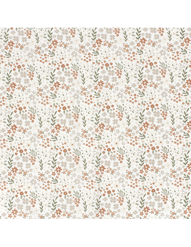Bomullspoplin Beige Floral