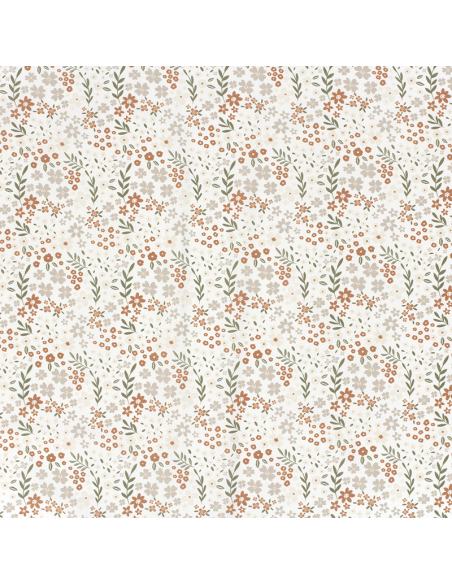 Bomullspoplin Beige Floral