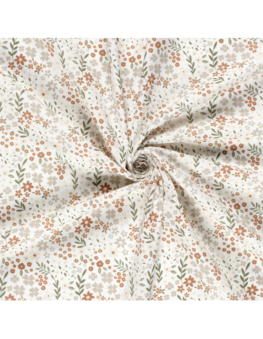 Bomullspoplin Beige Floral