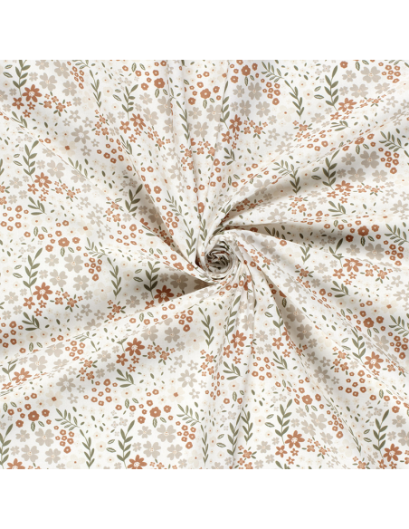 Bomullspoplin Beige Floral